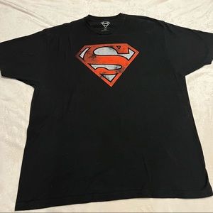 Mens Superman Black Graphic TShirt XXL